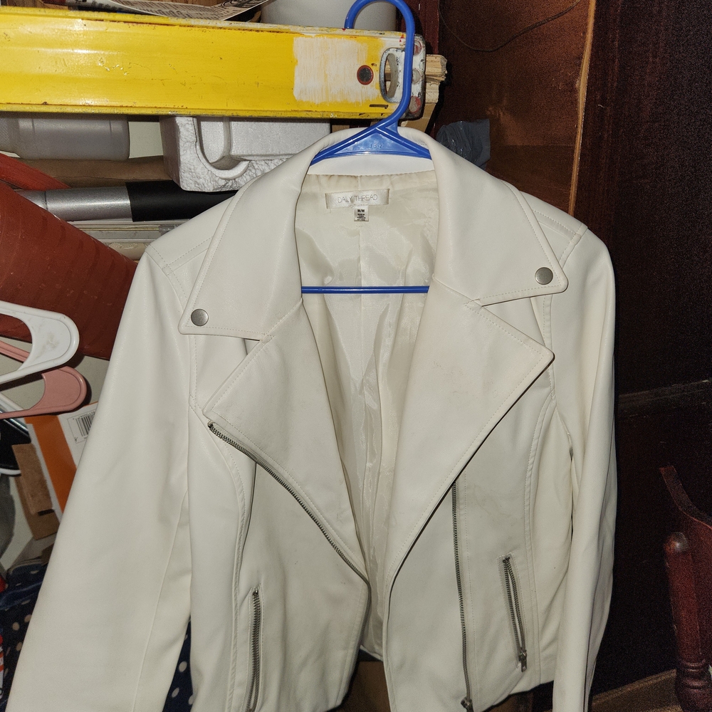 Women's White Faux Leather Jacket